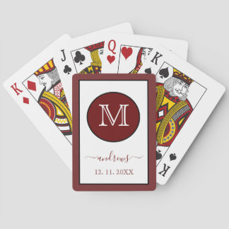 Burgundy Personalised Monogram and Name Playing C Cards