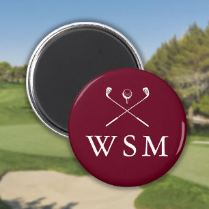 Burgundy Personalised Monogram Golf Clubs Magnet