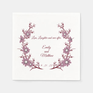 Burgundy Personalised wedding napkins