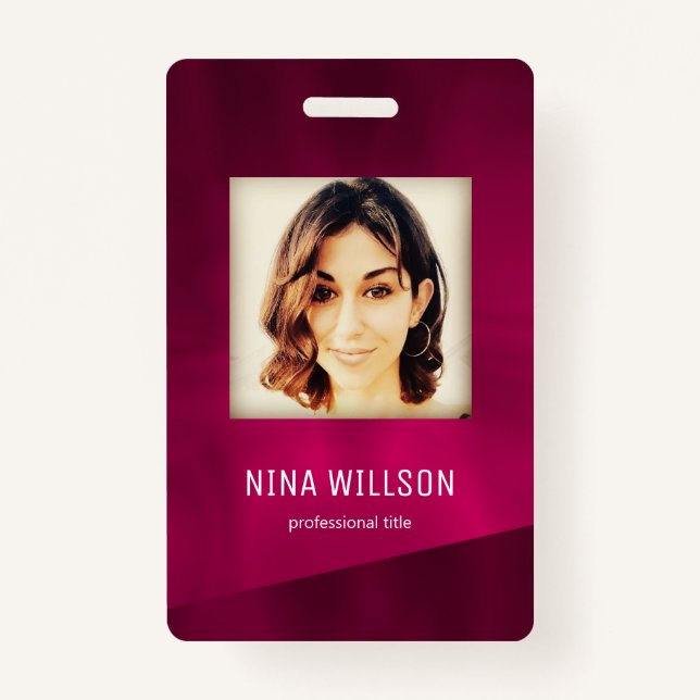 Burgundy Photo Business ID ID Badge (Front)