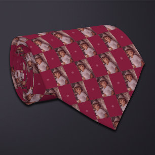 Burgundy Photo Chequerboard (Tall Rectangle) Tie