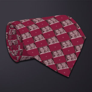 Burgundy Photo Chequerboard (Wide Rectangle) Tie