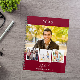 Burgundy photo collage appointments 2027 planner