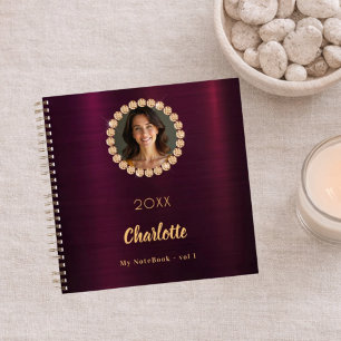 Burgundy photo diamonds notebook