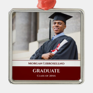 Burgundy Photo Graduation  Metal Tree Decoration
