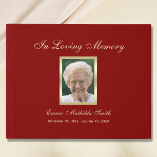 Burgundy Photo or Memorial Guest Book