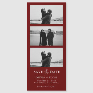 Burgundy Photo Strip Magnetic WeddingSave The Date