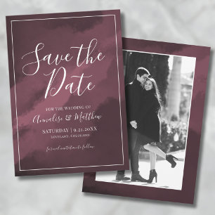 Burgundy Photo Wedding Save the Date Invitation