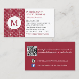 Burgundy Photography Studio Monogram Business Card
