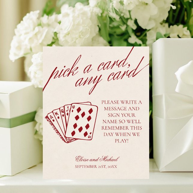 Burgundy Pick A Card Any Card Guestbook Pedestal Sign (Burgundy Pick A Card Any Card Guestbook Pedestal Sign)