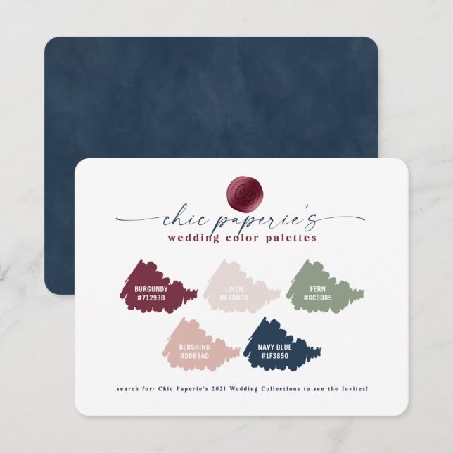 Burgundy & Pink 2021 Wedding Colour Palette Card (Front/Back)