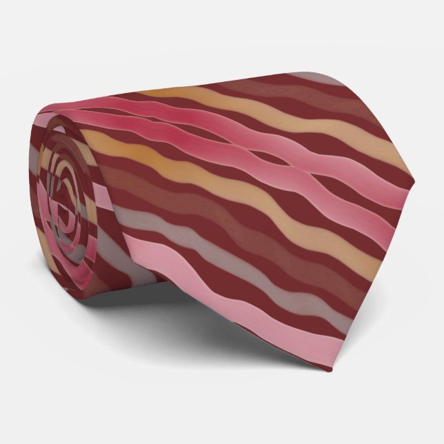 Burgundy Pink and Grey Tie (Rolled)