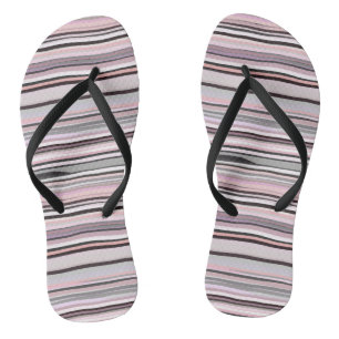 Burgundy, Pink and Purple Wavy Stripes Flip Flops