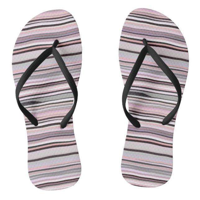 Burgundy, Pink and Purple Wavy Stripes Flip Flops (Footbed)