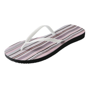 Burgundy, Pink and Purple Wavy Stripes Flip Flops
