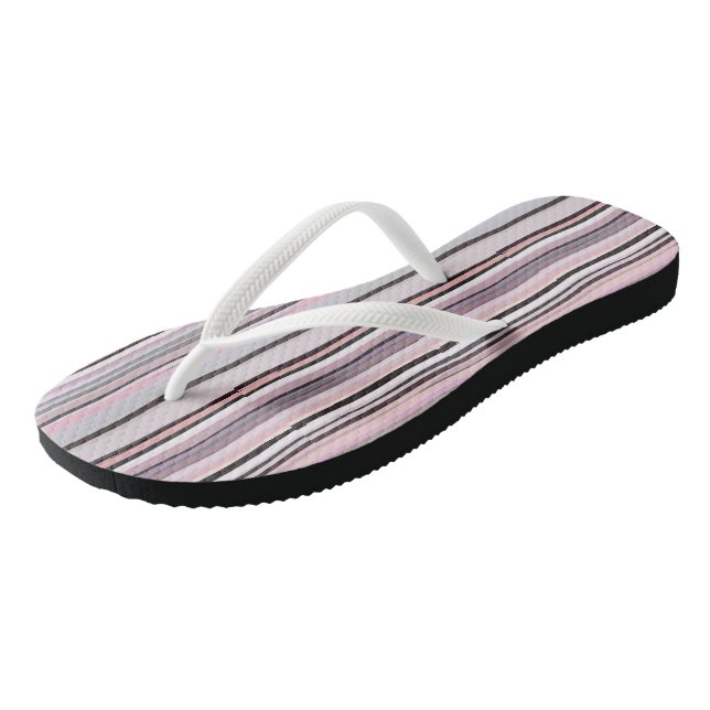 Burgundy, Pink and Purple Wavy Stripes Flip Flops (Angled)