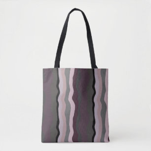 Burgundy, Pink and Purple Wavy Stripes Tote Bag