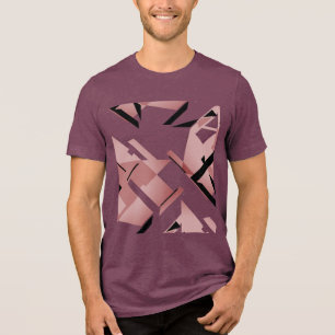 Burgundy Pink Black Shapes Abstract MCM-inspired Tri-Blend Shirt