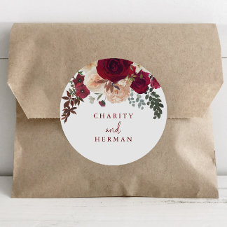 Burgundy Pink Blush Floral Wedding Envelope Seals