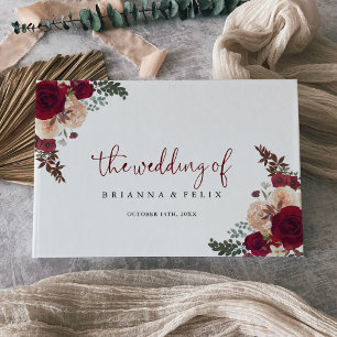 Burgundy Pink Blush Floral Wedding Guest Book