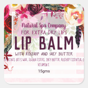 Burgundy Pink Boho Watercolor Lip Balm Labels