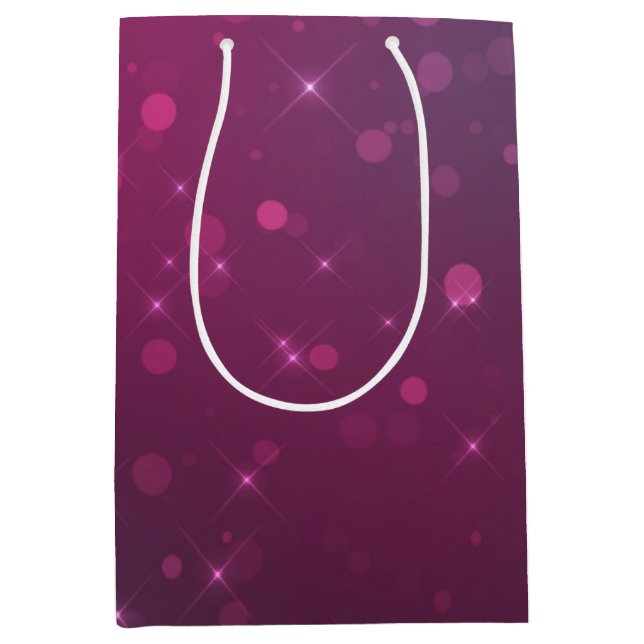 Burgundy Pink Bokeh Birthday Medium Gift Bag (Front)