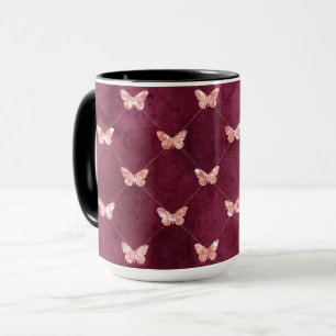 Burgundy Pink Butterflies Mug