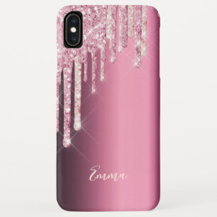 Burgundy pink drips name iPhone XS max case