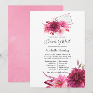 Burgundy & Pink Fall Bridal or Baby Shower by Mail Invitation