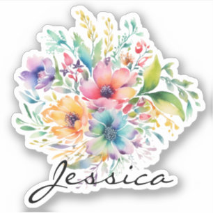 Burgundy Pink Floral Bouquet Personalise Name