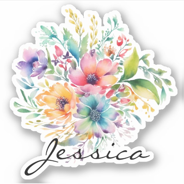 Burgundy Pink Floral Bouquet Personalise Name (Front)