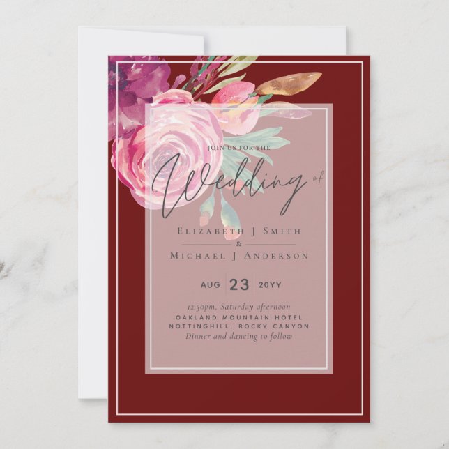 Burgundy Pink Floral Budget Wedding (Front)