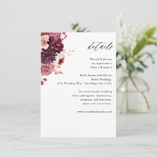Burgundy & Pink Floral Details Enclosure Card 8B