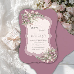 Burgundy Pink Floral Elegant Bridal Shower Invitation