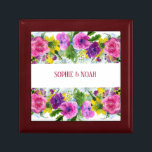 Burgundy Pink Floral Garland Rescheduled Wedding Gift Box<br><div class="desc">Burgundy Pink Floral Garland Rescheduled Wedding gift box | Beautiful elegant lilac pink watercolor floral wedding reception paper napkins,  personalised with the bride's and groom's names.</div>