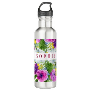 Burgundy Pink Floral Garland Wedding 710 Ml Water Bottle