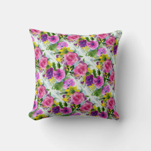 Burgundy Pink Floral Garland Wedding Cushion