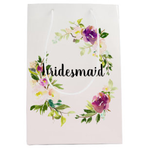 Burgundy Pink Floral Medium Gift Bag