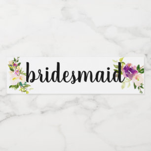 Burgundy Pink Floral Water Bottle Label