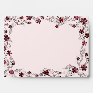 Burgundy & Pink Floral Wedding Envelope