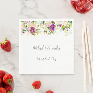 Burgundy Pink Floral Wedding Napkin