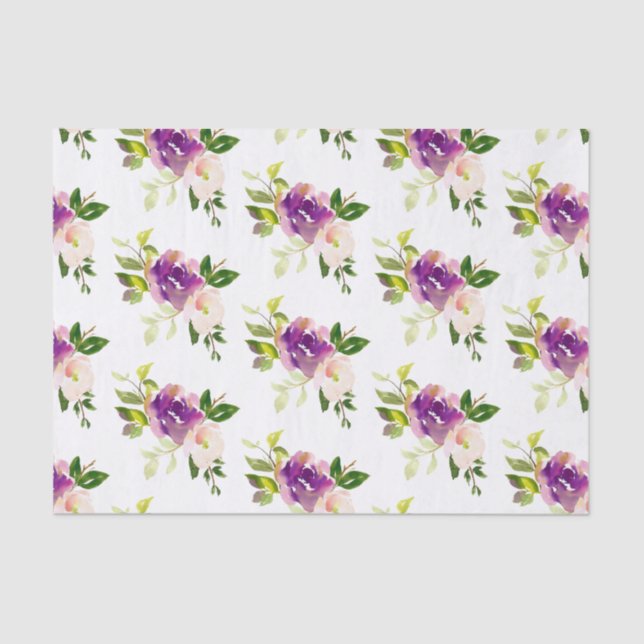 Burgundy Pink Floral Wedding Tissue Paper (Front)