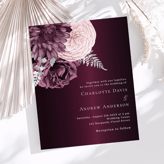 Burgundy pink florals wedding invitation (Creator Uploaded)