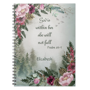 Burgundy Pink Flower Forest Psalm Prayer Journal