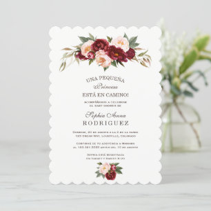 Burgundy Pink Flowers Invitación de Baby Shower  Invitation