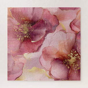 Burgundy Pink Flowers Jigsaw Puzzle