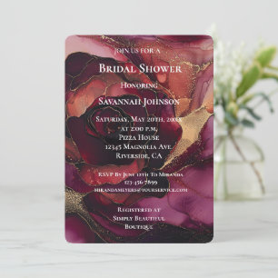 Burgundy Pink Gold Floral Bridal Shower Invitation