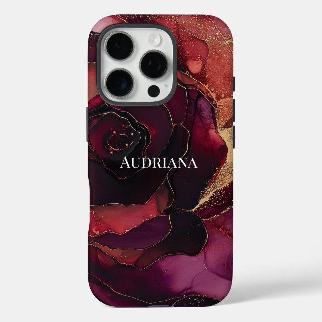Burgundy Pink Gold Floral  Case-Mate iPhone Case (Back)