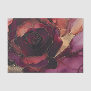 Burgundy Pink Gold Floral  Tissue Paper