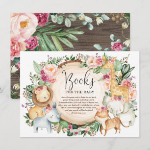 Burgundy Pink Jungle Safari Books for Baby Girl Enclosure Card